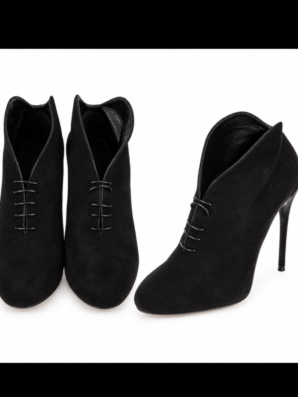 Gucci Black Suede Lace Up Ankle Booties 9 Stiletto Witchcore Victorian Gothic